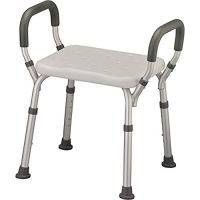 No Bath Seat Shower Bench with Arms, Adjustable Shower Chair with Arms Padded Handles, without Back, Medical Shower Chair Bench Bath Stool Safety Shower Seat for Elderly, Adults, Disabled, 300 Lbs, White