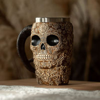 Skull-shaped Household Beer Mug Broken-Resistant Halloween 3D Vintage Resin Coffee Tea Cup Retro Drinkware Festival Adults Gifts