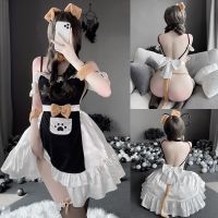 Black White Lolita Doggy COS Costumes Cosplay Sexy Maid Exotic Lingerie Dress Big Bow Backless Temptation Outfits With Cute Tail