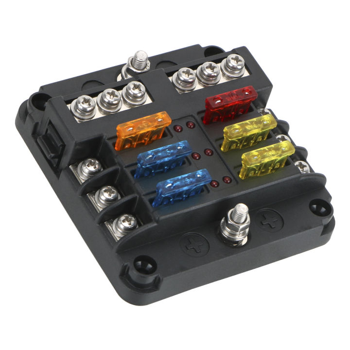 6 Cara-Cara Blade Fuse Blok 12V 32V M5 Stud dengan Petunjuk Led Cahaya ...