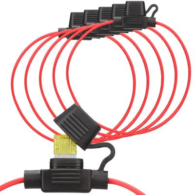 5Pcs DC12V 30A Car In Line Mini Blade Fuse Holder 18AWG 27CM Mini Wire Cutoff Switch Socket Waterproof Auto Replacement Parts Fuses Accessories