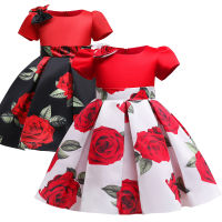 2022 New Childrens Princess Dresses Formal Performance Dress with Bow Girl Short Sleeve Costume Comfortable Summer Clothing