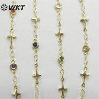 WT-RBC213ผู้หญิง Populared Gold Plated Cubic Zircon Cross Chain สำหรับหน้ากากหรือแว่นตากันแดด DIY โดยเครื่องประดับ Design Chain