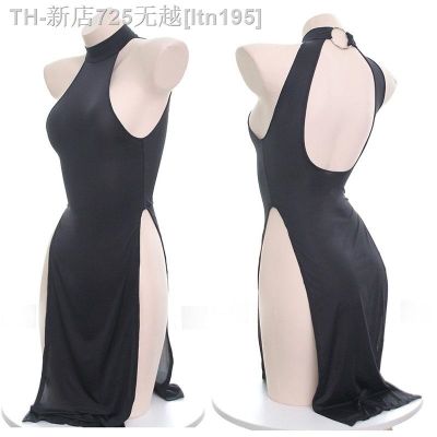 【CW】❖♛▦  Erotic See Through Fork Nightdress Backless Split Skirt Side Thin Qi Vents