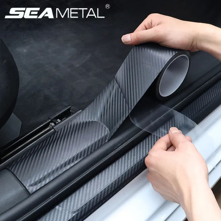 Car Door Sill Protector Anticollision Strip Universal Carbon Fiber