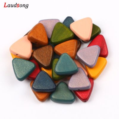 10PCS 16MM Multicolor Triangle Natural Wood Beads Spacer loose Beads For Handmade Jewelry DIY Accessories Beading DIY accessories and others