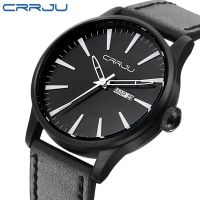 CRRJU Mens Fashion Casual Sport Quartz Watch Mens Watches Top Brand Luxury Leather Drop Shipping Wristwatch Male Clock