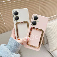 2023เคสโทรศัพท์มือถือสำหรับ VIVOY27 VIVO Y27 Y36 V27 V27e 4G 5G เคสสมาร์ทโฟนใหม่พร้อมขาตั้งตารางโลหะที่ตั้ง TPU ฝาหลังซิลิโคนนิ่ม VIVOY78 VIVOY27