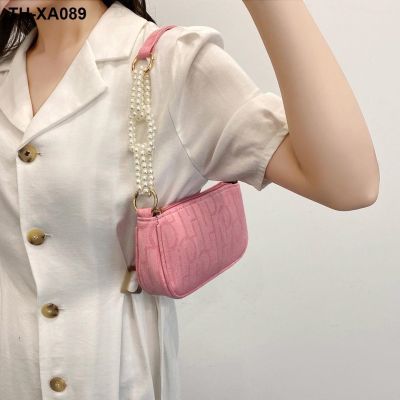 Female bag 2021 new one shoulder alar packet network red pink cowboy pearl chain contracted fashion laptop bag