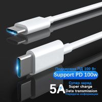 สายเคเบิลหลอดไฟเร็ว5A 100วัตต์ USB Type-C สำหรับ Realme Oneplus Xiaomi F3 Huawei Poco Samsung PD Tipo Type C การชาร์จข้อมูล