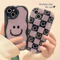 เคส RouJiang สำหรับ iPhone 14 13 12 11 Pro Max X XR Xs Max 8 7 6 6S Plus SE 2020 Kerboard ลายตารางหน้ายิ้มเคสโทรศัพท์ฝาครอบป้องกันซิลิโคน TPU แบบนิ่ม