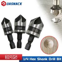 3PCS Hex Countersink Boring Countersink Drill Bit 12/16/19mm For Woodr Metal Chamfer Cutter Chamfer Metal Drilling Bit Set