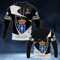 Galicia Flag and Emblem Pattern Hoodies For Male Loose Mens Fashion Sweatshirts Boy Casual Clothing Oversized Streetwear