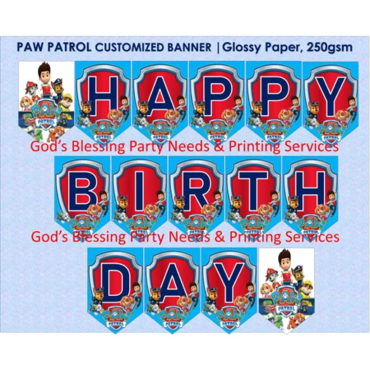 PAW PATROL CUSTOMIZED BIRTHDAY BANNER Lazada PH Paw patrol customized birthday banner lazada ph