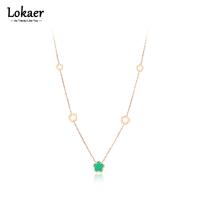 ๑◇ Lokaer Fashion White/Black/Green Shell Flower Charm Pendant Necklaces For Women Stainless Steel Wedding Party Jewelry N22082