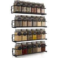 hotx【DT】 2/4Pcs Spice Organizer Rack Wall Mount Jars Set Hanging Shelf Door Seasoning Bottle Holder Jar Storage