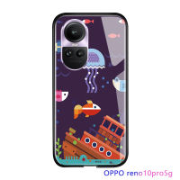 Serpens เคส OPPO Reno10 Pro 5G ลายการ์ตูนสำหรับเด็กผู้หญิงเคสลายสัตว์ญี่ปุ่นน่ารักเคสแนวคิดศิลปะมันวาวฝาหลังกระจกเทมเปอร์กันกระแทก