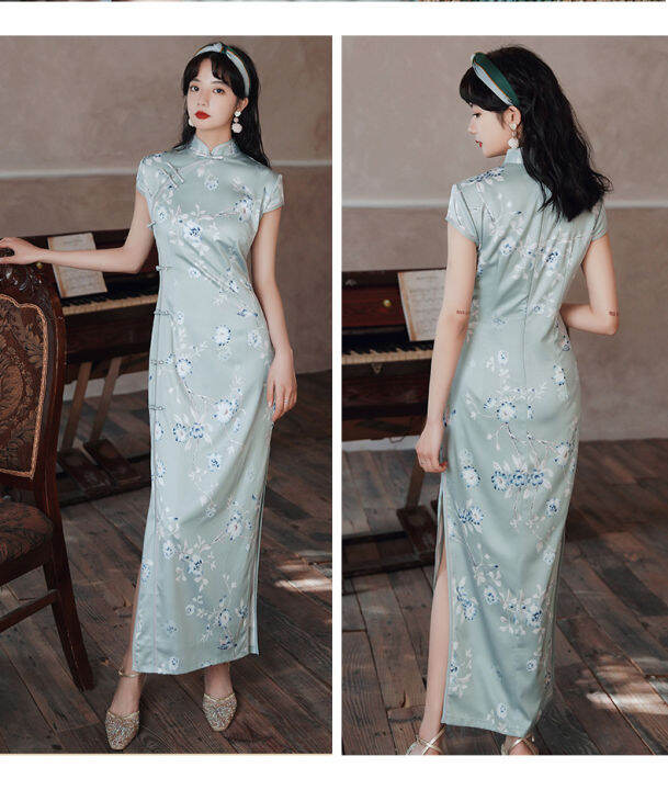 hot-lozklhwklghwh-576ฤดูใบไม้ผลิ-2020-ใหม่-cheongsam-ย้อนยุคบางแฟชั่นทุกวันที่ดีขึ้น-cheongsam-ผ้าไหมยาวแสดงแคทวอล์กระโปรงเครื่องแต่งกาย