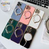 KISSCASE สีทึบชุบโลหะด้วยไฟฟ้า6d,เคสโทรศัพท์ TPU สำหรับ Iphone 15 14 14 14 14 13 11 Pro Max 14 15 Plus Xs Max Xr X เคสชาร์จไร้สายแม่เหล็ก Magsafe กล่องกันกระแทก