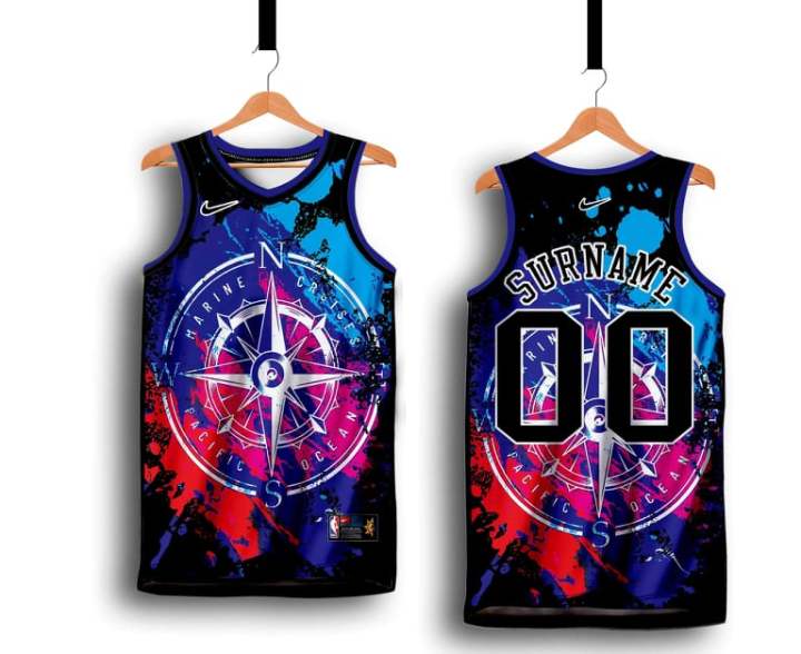 SEAMAN 06 COLORED COMPASS BASKETBALL JERSEY FREE CUSTOMIZE OF NAME AND ...