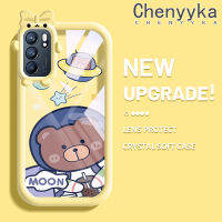 เคส Chenyyka สำหรับ OPPO Reno 6 5G Reno 6 Pro 5G 6Z Reno 5G เคสการ์ตูนน่ารักมนุษย์อวกาศหมีกันกระแทกเคสโทรศัพท์โปร่งใสสีสันสดใสเคสซิลิโคนนิ่มที่สร้างสรรค์ใหม่เคสป้องกันเลนส์กล้องถ่ายรูปปิศาจน้อย