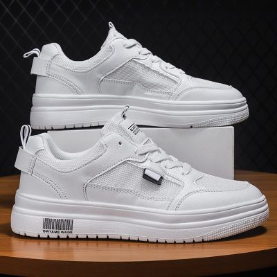 Breathable Sneakers Leather Shoes Men Casual Shoes 2023 New Spring Style Loafer Fashion Breathable White Pattern Solid Color