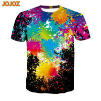 JOJOZ เสื้อแขนสั้นพิมพ์ลายกราฟฟิตี3D Unisex แฟชั่น