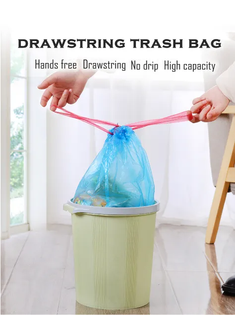 15pcs Kitchen Bathroom Drawstring Trash Bag Waste Trash Garbage