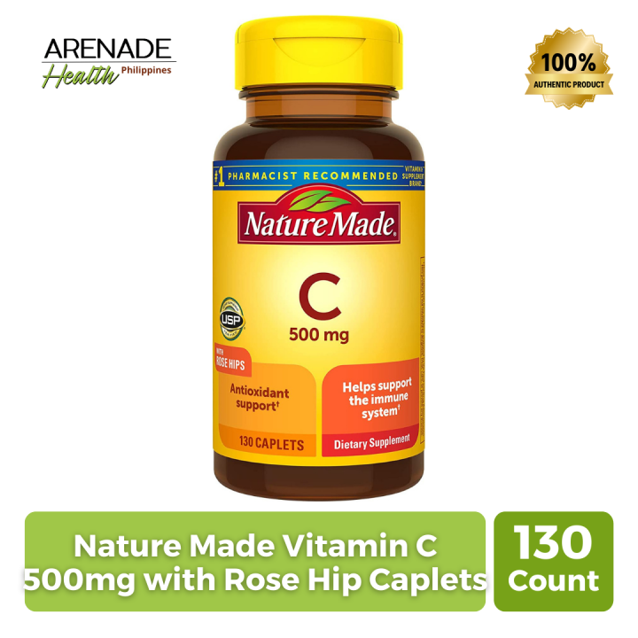 Nature Made Vitamin C 500 mg with Rose Hips Caplets 130 Count Lazada PH
