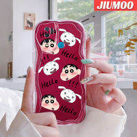 เคส JIUMOO สำหรับ VIVO Y30 Y30i Y50การ์ตูนน่ารักสีเทียนหน้าแข้งเป็นคลื่นขอบโปร่งใสกันกระแทกเคสมือถือเนื้อครีมซิลิโคนใสปกป้องเลนส์เคสนิ่ม