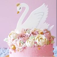 Ins Beautiful Swan Birthday Wedding Cake Topper Flamingo White and black Cake Topper for Birthday Wedding Party Cake Decorations