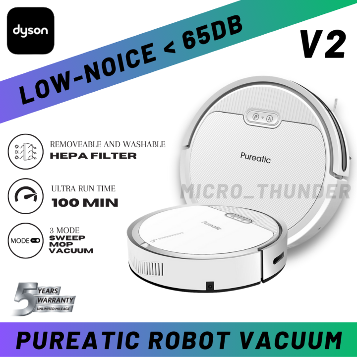 Pureatic V2 Robotic Vacuum Cleaner Powerful Suction for Hard Floor