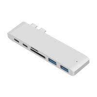 【♘COD Free Cas♘】 jhwvulk 6 In 1 Type C ฮับต่อพ่วง Usb ชาร์จบัตร Tf Sd/อะไหล่หัวอ่านสำหรับ Mac Book Pro 16 17 18