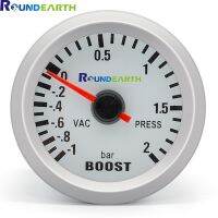 Round Earth 52mm Auto Car White Shell Blue Light Turbo Pressure -1-2 Bar Boost Gauge PODS Vacuum Press Meter Free Shipping