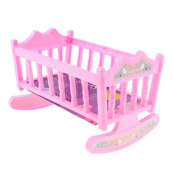 Rocking Bed Bedroom Baby Doll Crib For 20Cm Doll Toy Dollhouse Toy
