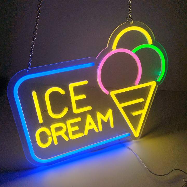 ป้ายไฟ-ice-cream-ป้ายไฟตกแต่งร้าน-ป้ายไฟแต่งบ้าน-เพิ่มเอกลักษณ์สีสัน-ป้ายไฟหน้าร้าน-ติดตั้งไว้หน้าร้าน-สวยเด่น