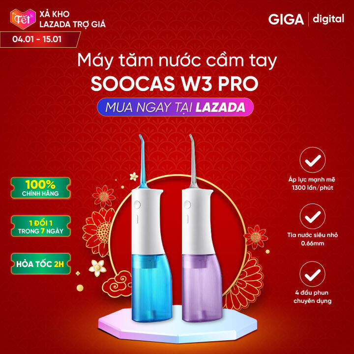Tăm nước Soocas W3 Pro - Tăm nước Xiaomi Soocas bản cải tiến kèm 3 viên ...