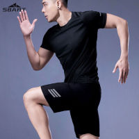 SBART Sports suit: mens ice silk summer thin running equipment, basketball training short sleeves, loose fit fast drying clothes, short clothes Pants fitness