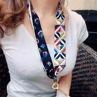 re mai kuan～Japanese and Korean-Style Elegant Ribbon Mobile Phone Lanyard Halter for Women Multifunctional KeyCamera Wristband Widened Hang Rope Personalized Creative Apple Ring Broadband Detachable Fashion Floral Plaid Scarf Chain