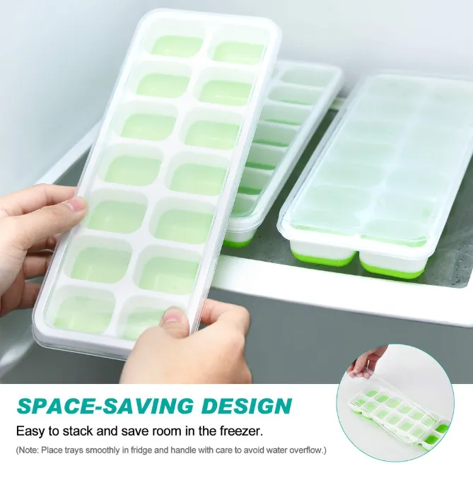 Covered Ice Tray – Kitchen Discovery – Ice Cube Tray with Lid for No Spill  Filling and Odor Free Storage