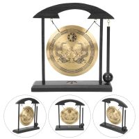 Gong Brass Desktop Gong Chinoiserie Decor Dragon Symbol Meditation Desk Bell Chinese Percussion Instrument For Housewarming