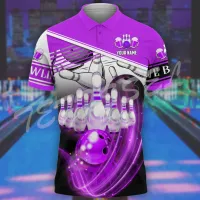 Short-sleeved polo shirt Vintage Style 3D Bowling Game Pattern Harajuku Street style suitable for summer 5 2023