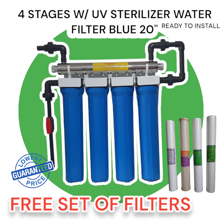 4 Stages 20" Water Filtration System with UV Light Sterilizer with FREE