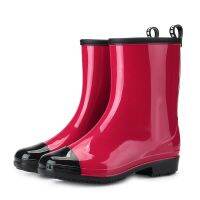 HOT★ผู้หญิง Galoshes สำหรับ Garden Square Toe รองเท้าบูทหน้าฝนกันน้ำรองเท้าแนวโน้มผู้หญิงทำงานบูทยาง Zapatos Mujer