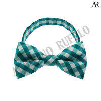 ANGELINO RUFOLO Bow Tie ผ้าไหมทอผสมคอตตอนคุณภาพเยี่ยม โบว์หูกระต่ายผู้ชาย ดีไซน์ Vichy สีเทอร์ควอยซ์เข้ม/สีชมพู/สีน้ำตาลอ่อน/สีฟ้า/สีดำ