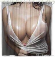 【hot】❖  Custom Hot Woman Breast Shower Curtain