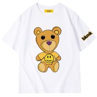 เสื้อยืดแขนสั้น ผ้าฝ้ายแท้ พิมพ์ลาย  smiley bear FOG ทรงหลวม เสื้อยืดลายฤดูร้อน S-5XL