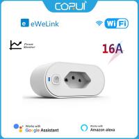 CORUI eWelink WiFi Smart Plug 16A Brazil Socket Outlet With Power Monitoring Support Timing Alexa Google Home Voice Control Ratchets Sockets