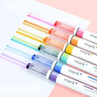 6 Two-color Two-line Highlighter Set 12-color Light Color Fluorescent Art Drawing Marker Pen Office Study Stationery