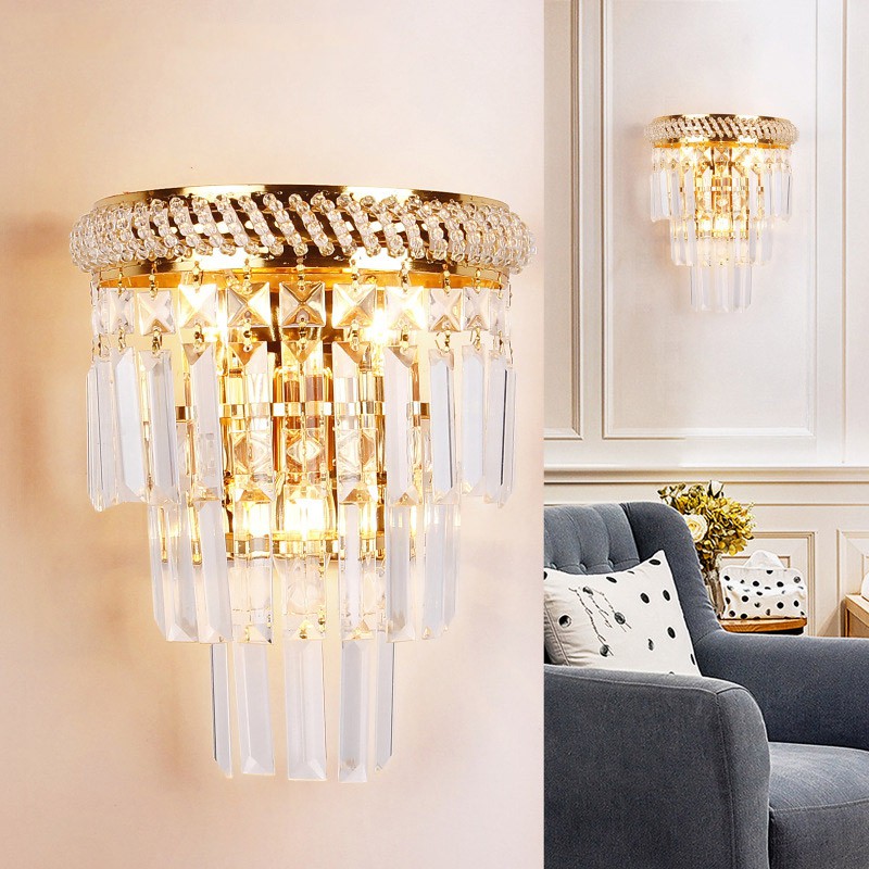 Modern Crystal Glass Wall Sconce Light Lighting Fixture Lamp Bedroom Home Indoor 